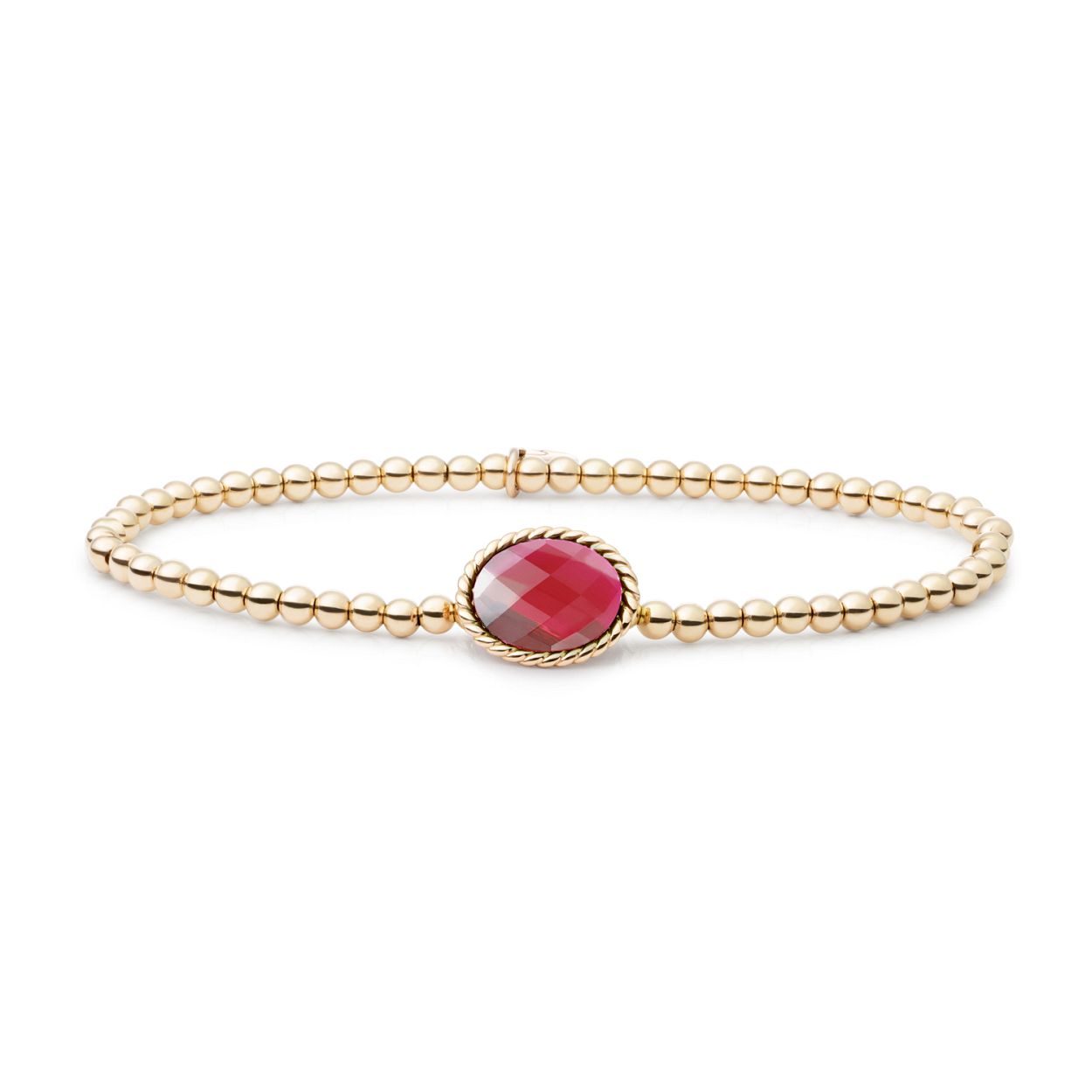 Armband - Goud - Fuchsia Quartz Twist