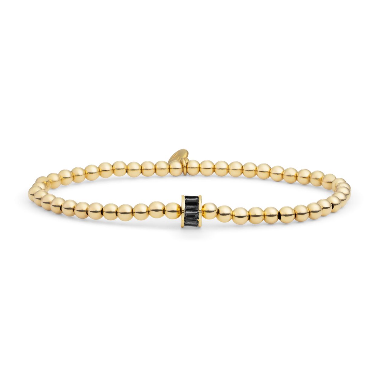 Armband - Baguette Cylinder Black CZ - Goud