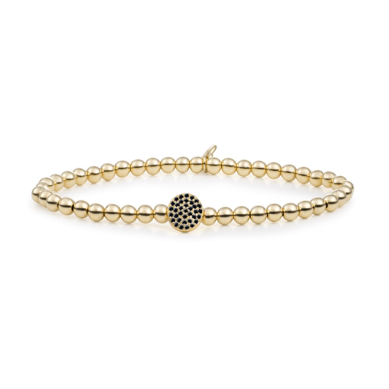 Armband - Goud Disc Galaxy met zwarte CZ - 4mm
