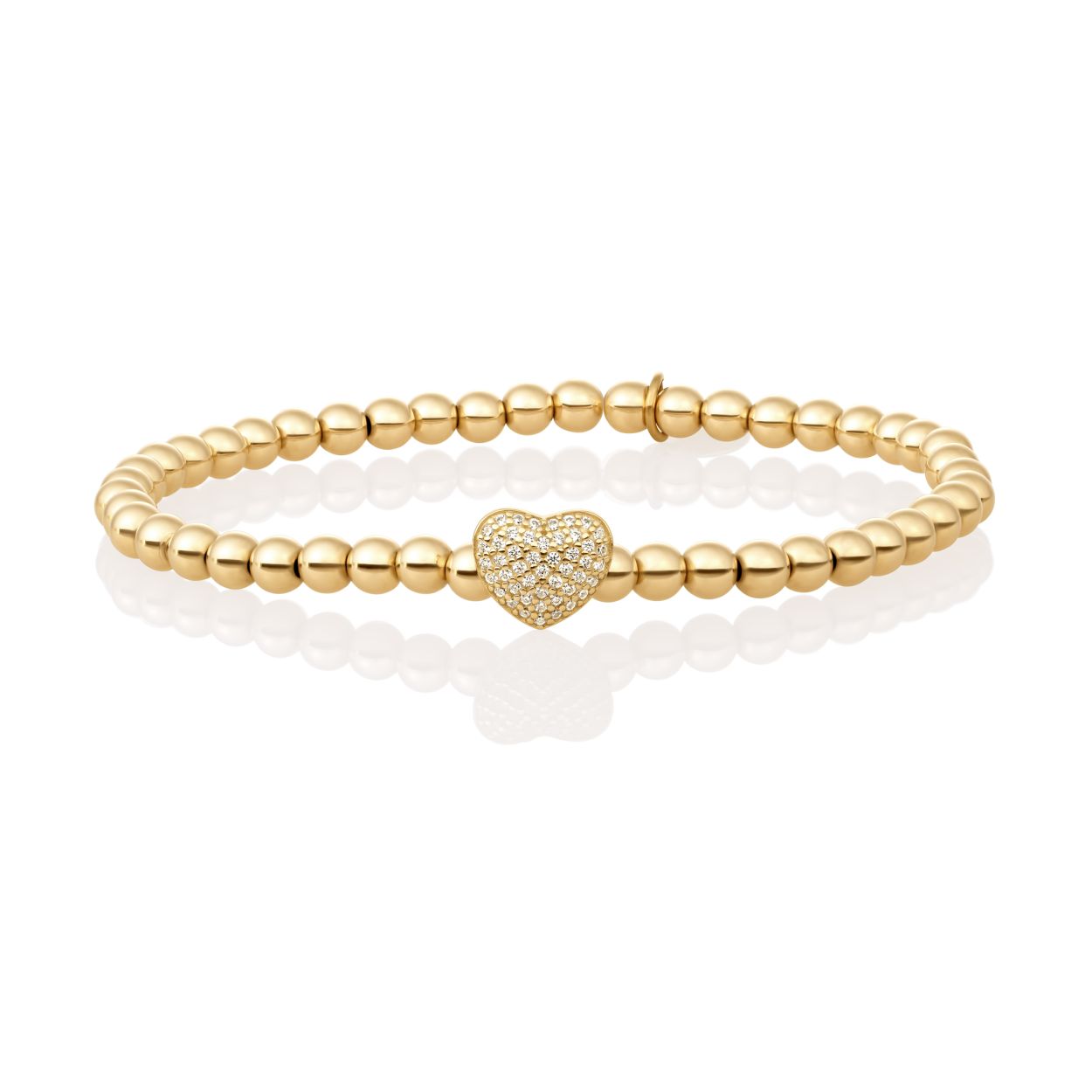Armband | Heart Disc Goud - White CZ