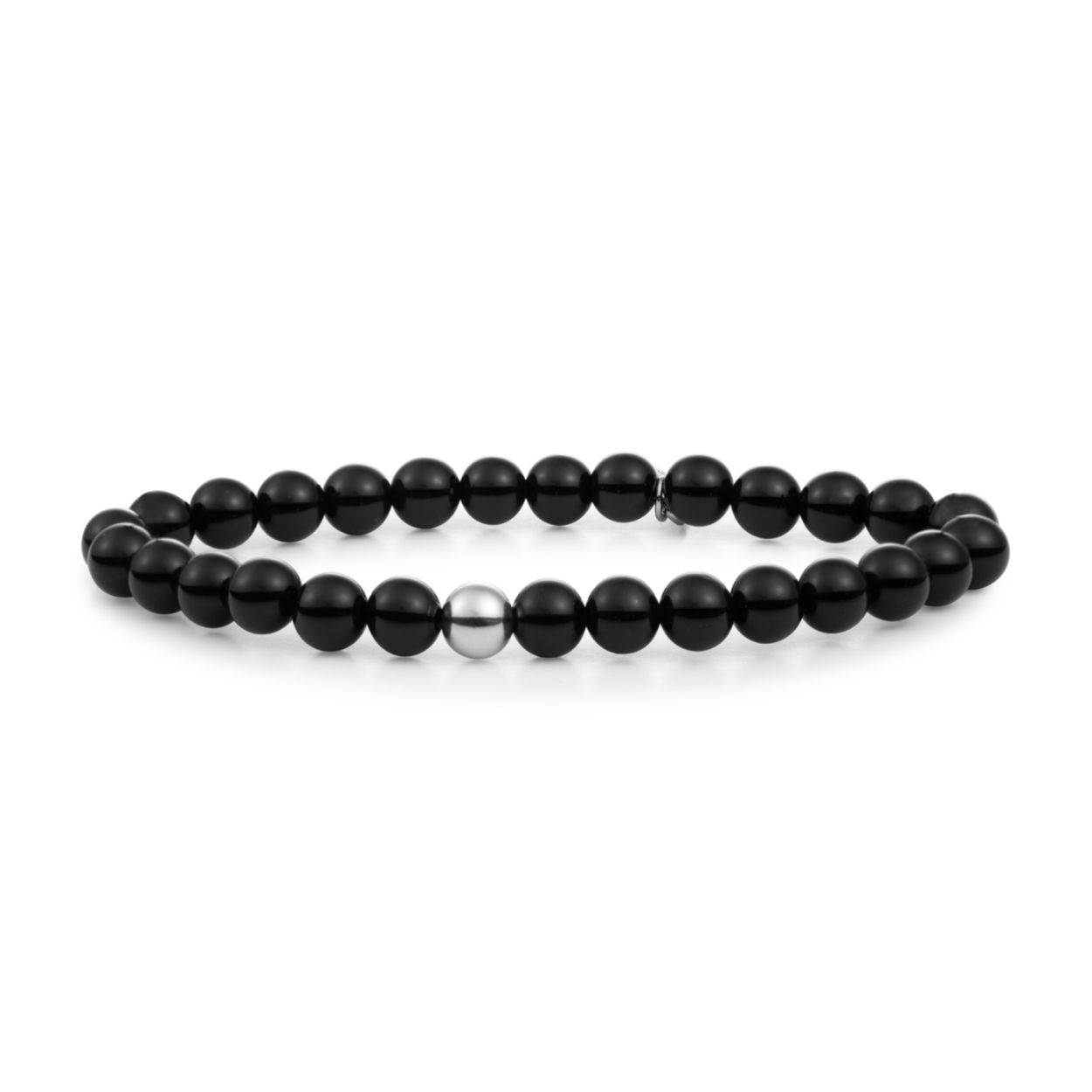 Armband - Onyx Saturnus large - Zilver 6mm