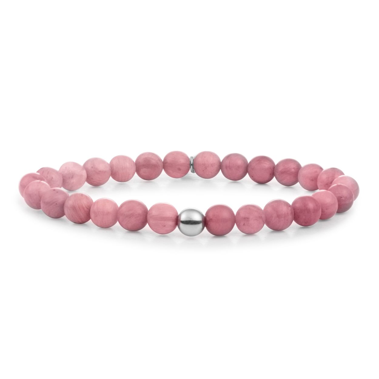 Armband - Roze Rodoniet Saturnus large - Zilver 6mm