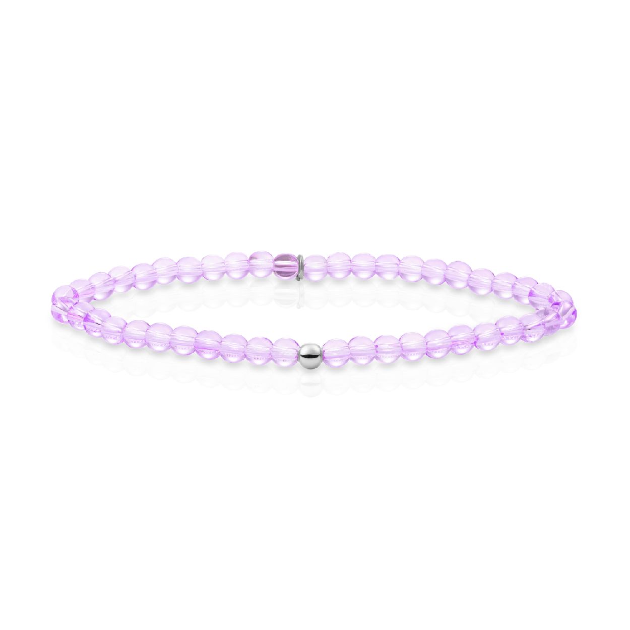 Armband - Violet Quartz Saturn small - Zilver 4mm