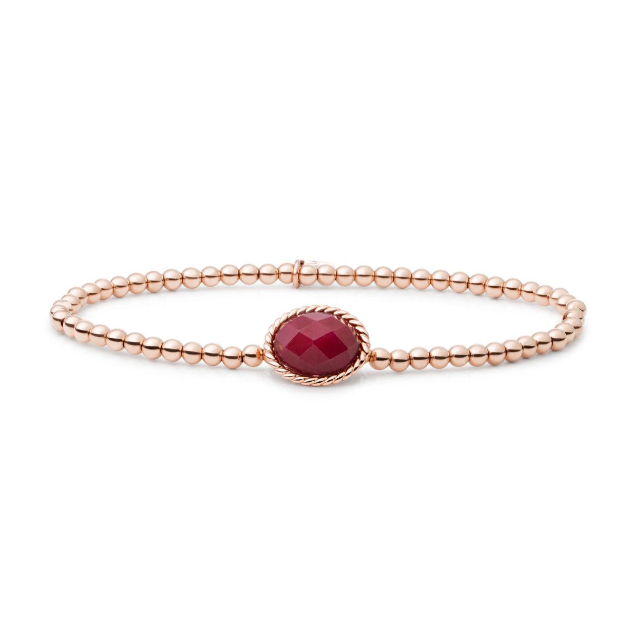 Armband - Rosegoud - Rood Jade Twist