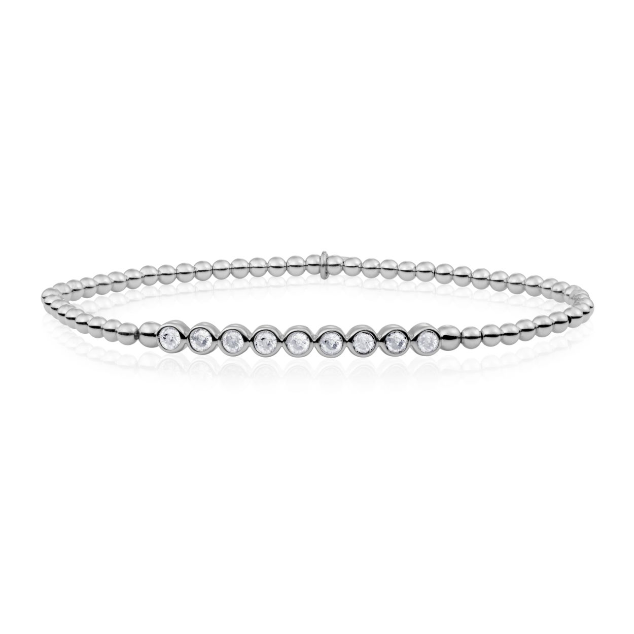 Armband - Zilver - Wit Flame CZ tube