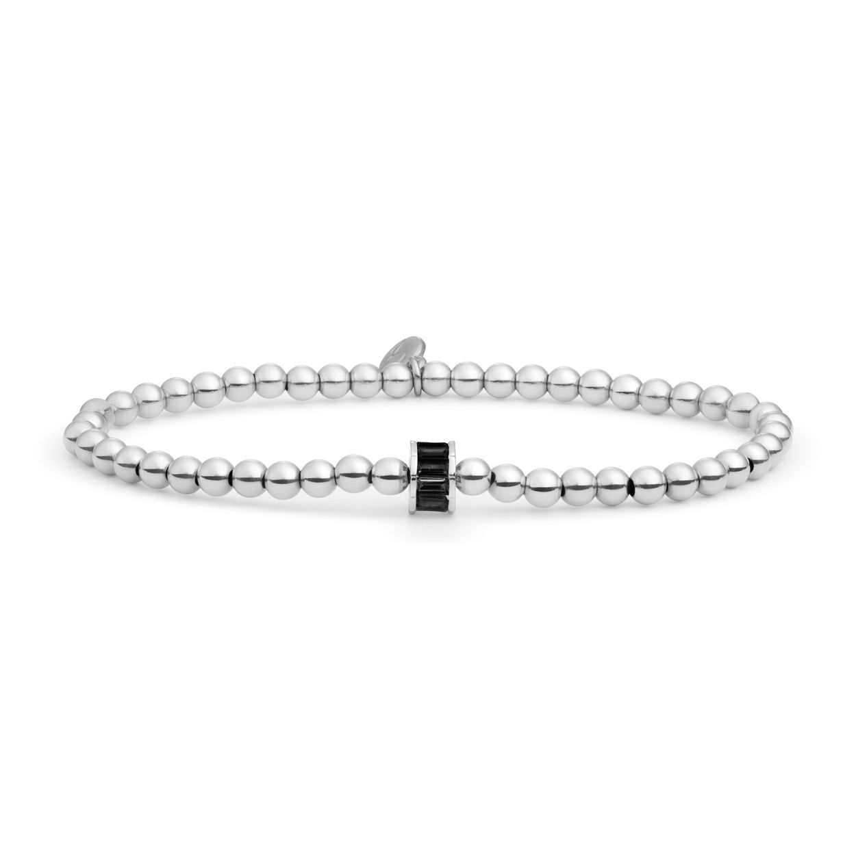 Armband - Baguette Cylinder Black CZ - Zilver