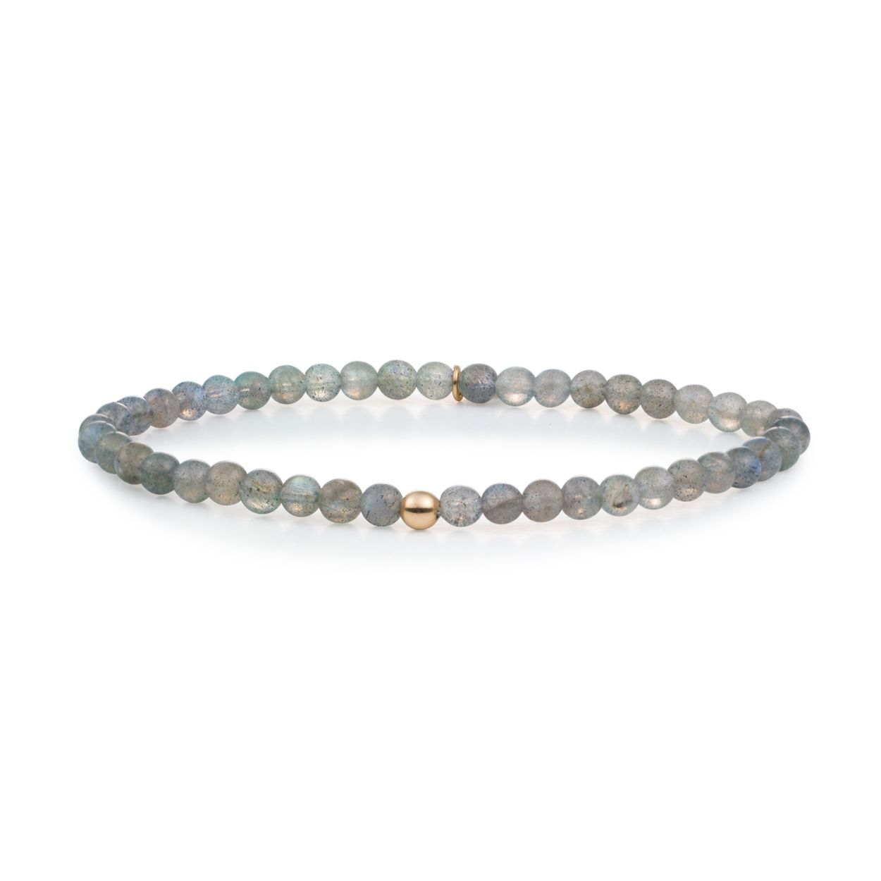 Armband - Labradoriet Saturnus small - Goud 4mm