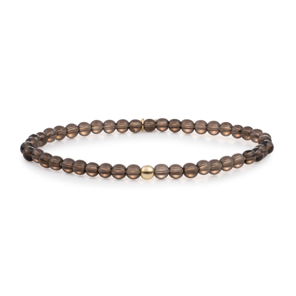 Armband - Smoky Quartz Saturnus small - Goud 4mm