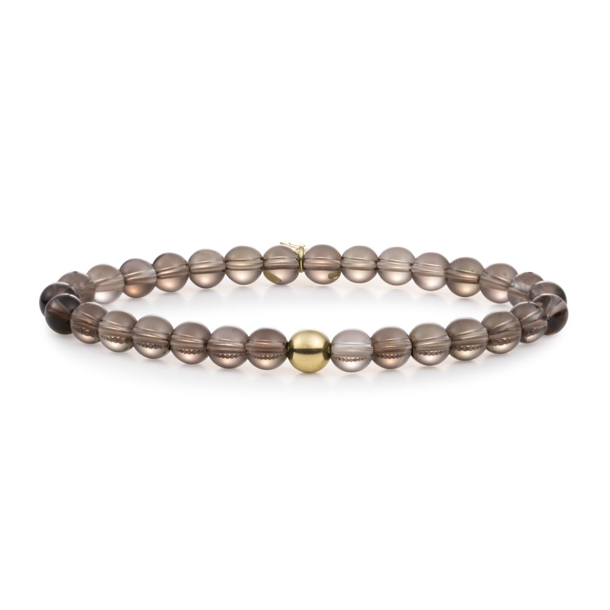 Armband - Smoky Quartz Saturnus large - Goud 6mm