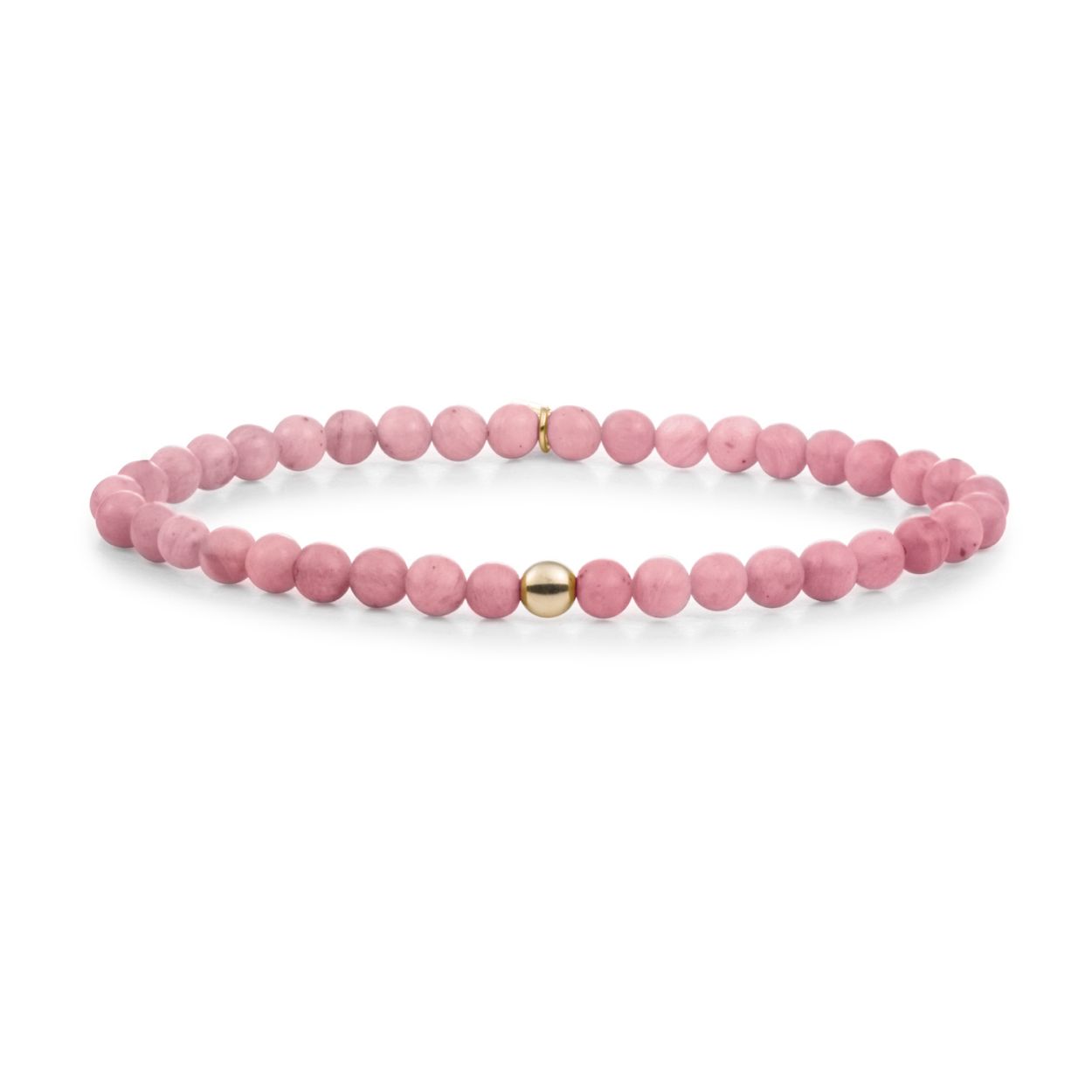Armband - Roze Rodoniet Saturnus small - Goud 4mm