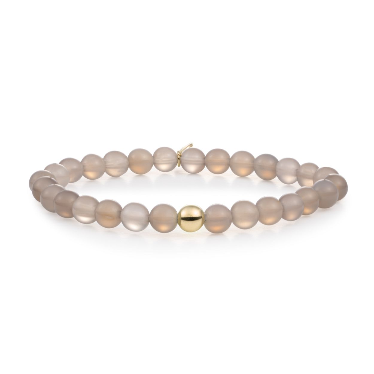 Sparkling Jewels. Grey Agate Saturn Large. Gold 6mm. Verguld