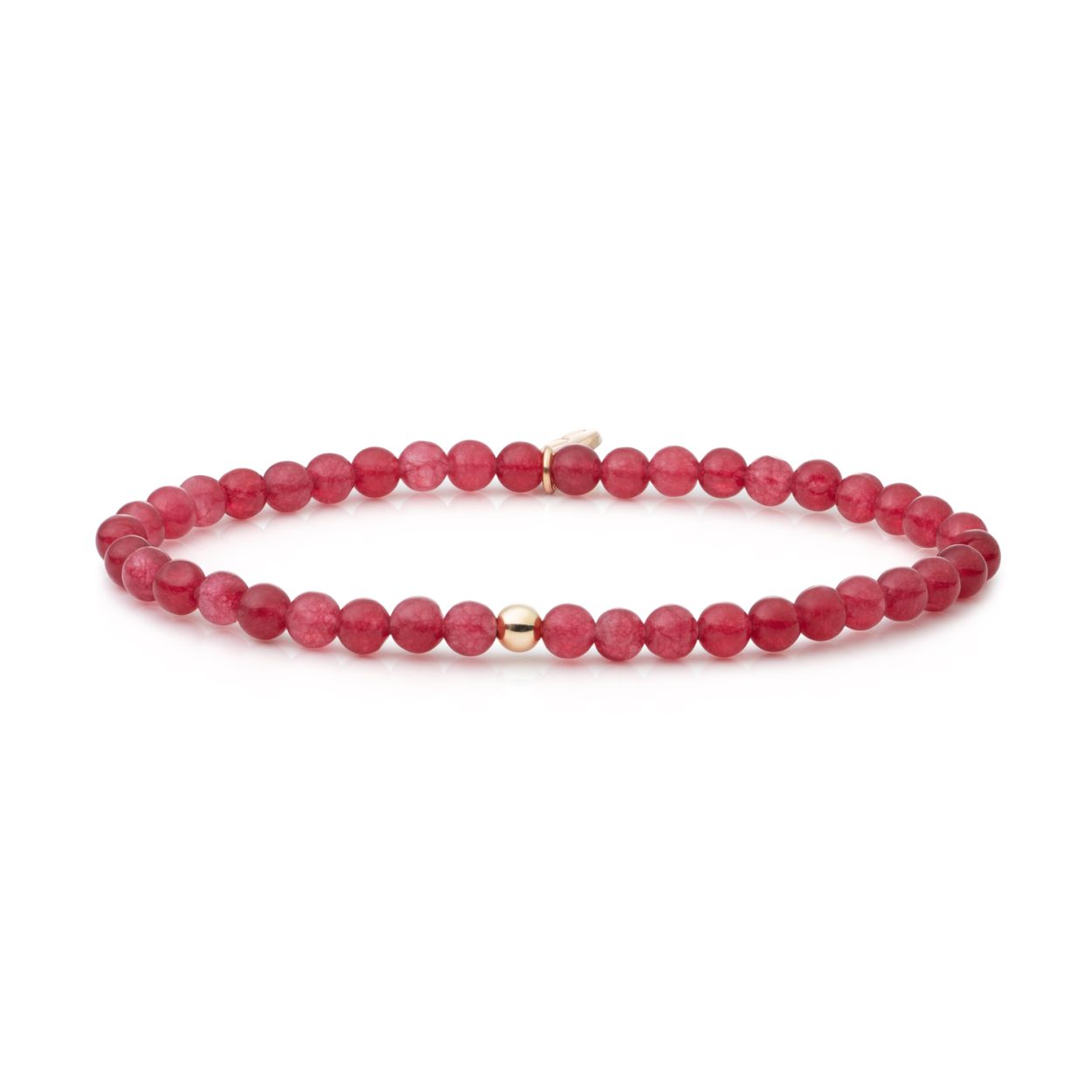 Armband - Rood Jade Saturnus small - Goud 4mm