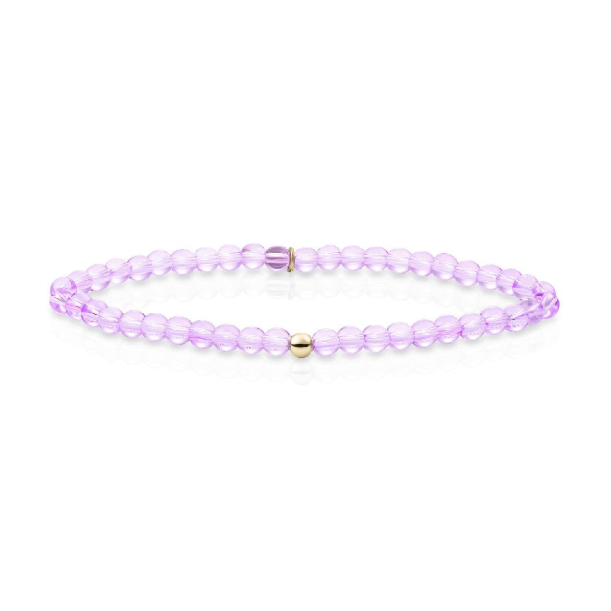 Armband - Violet Quartz Saturn small - Goud 4mm