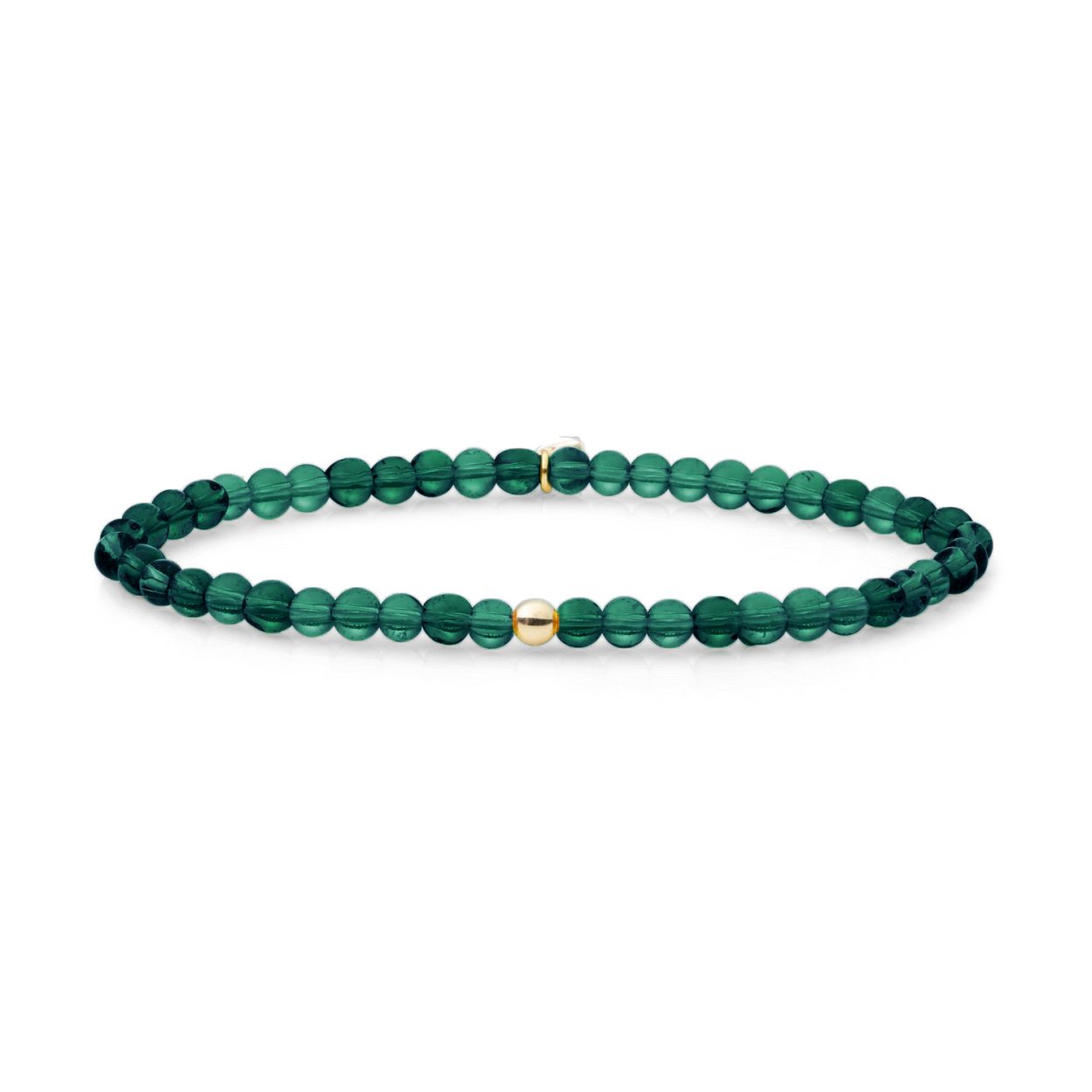 Armband - Petrol Green Quartz Saturn small - Goud 4mm