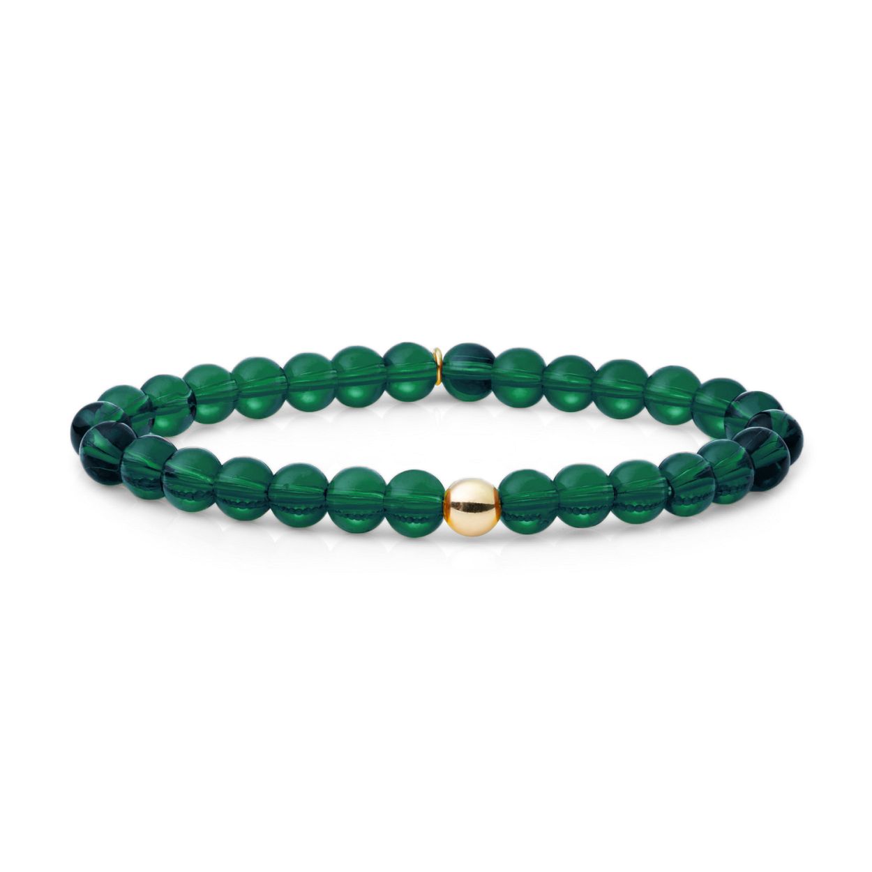 Armband - Petrol Green Quartz Saturn large - Goud 6mm