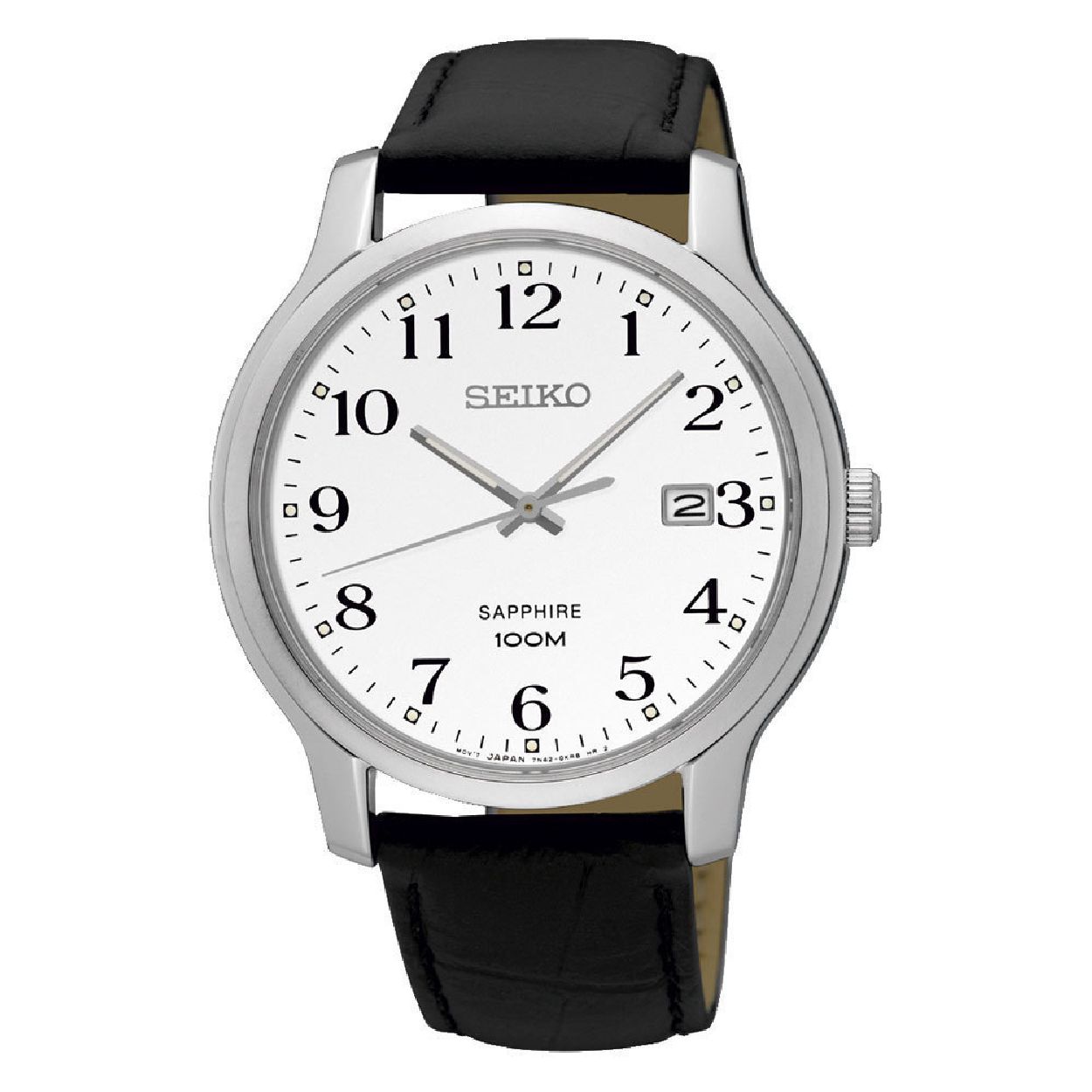 Dit herenhorloge is van het merk Seiko. Het is een analoog horloge gemaakt van leer. De diameter van de kast is 40.9 mm en de kast is 8.6 mm dik.
De verdere specificaties van het horloge zijn als volgt:
Glassoort: saffier glas
Bandbreedte (mm): 20
Kastmateriaal: staal
Waterdichtheid: 10 ATM
Techniek: quartz