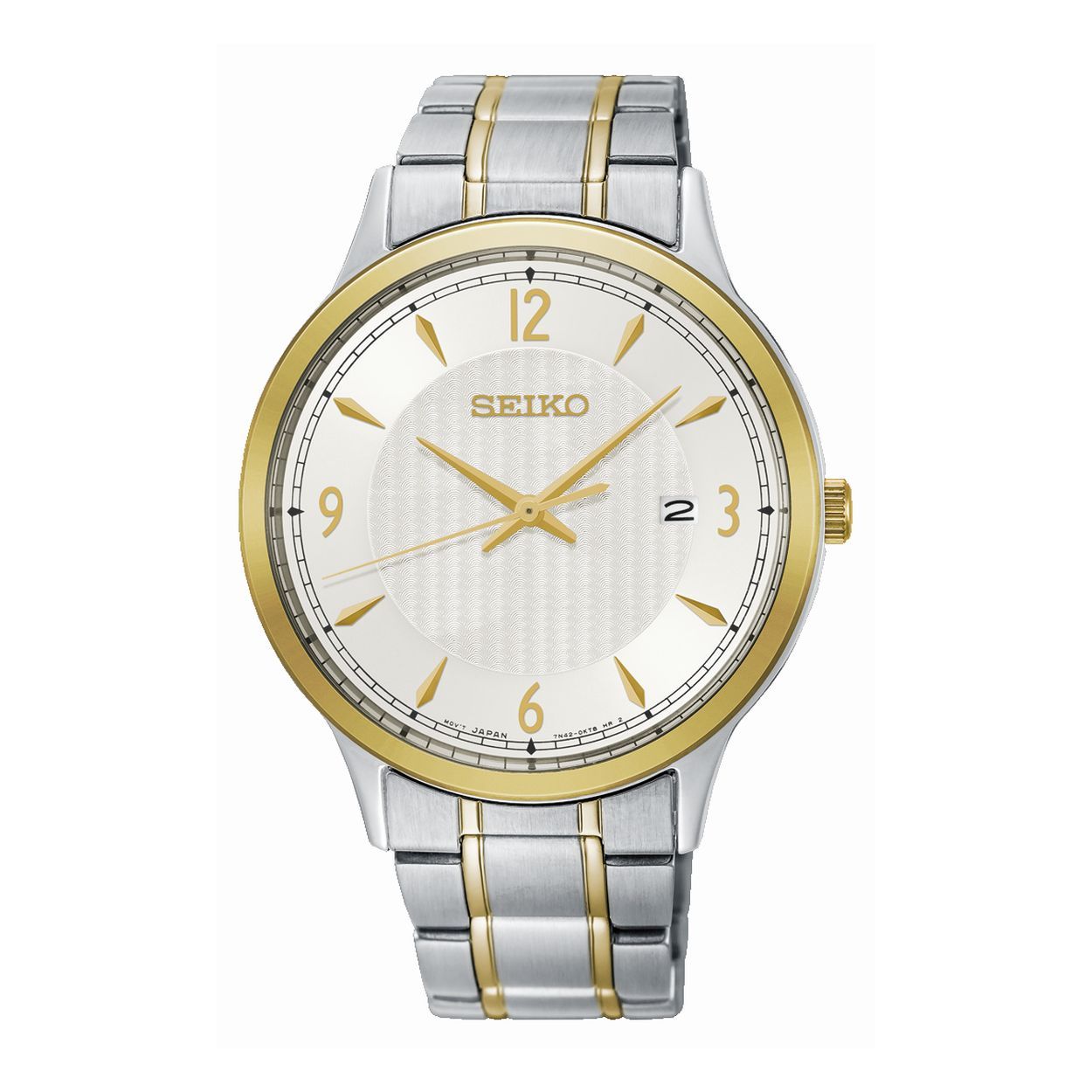 Dit herenhorloge is van het merk Seiko. Het is een analoog horloge gemaakt van staal. De diameter van de kast is 40.4 mm en de kast is 12 mm dik.
De verdere specificaties van het horloge zijn als volgt:
Glassoort: hardlex mineraal glas
Bandbreedte: 18
Kastmateriaal: staal
Waterdichtheid: 10 ATM
Techniek: analoog