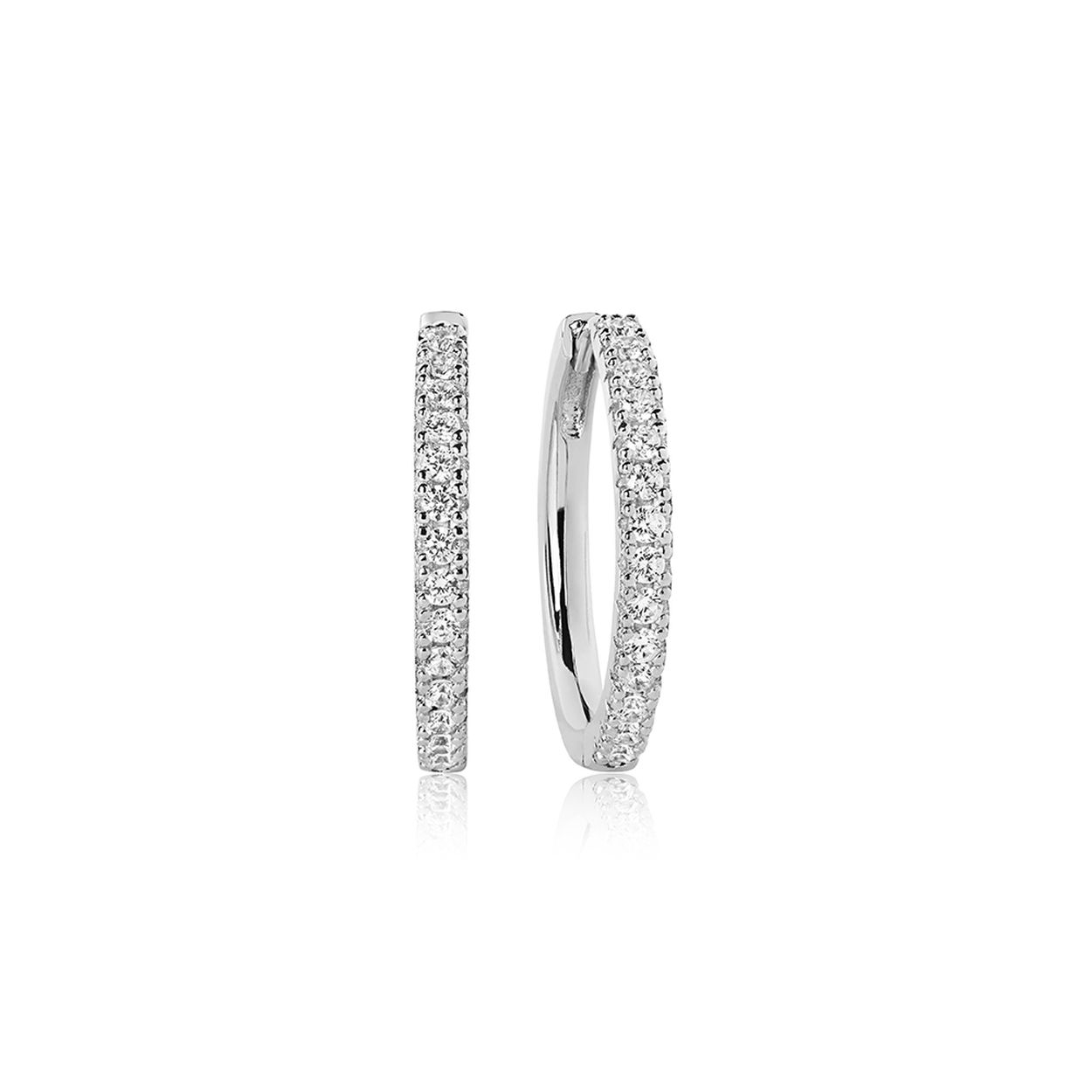 Oorringen Ellera 925 sterling zilver met zirkonium Collectie: Ellera Grande, Hoogte: 2cm,  breedte: 2mm