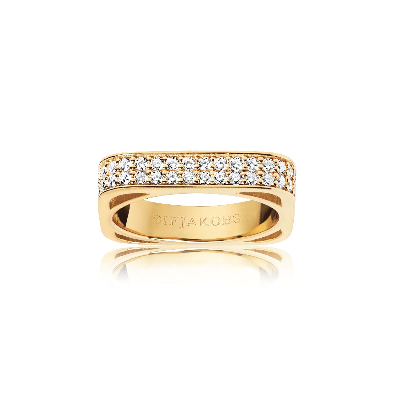 Een ring van het merk Sif Jakobs. De kleur van het sieraad is geelgoud. Dit sieraad bevat de edelsteen: zirconia. De kleur van deze edelsteen is: wit.
