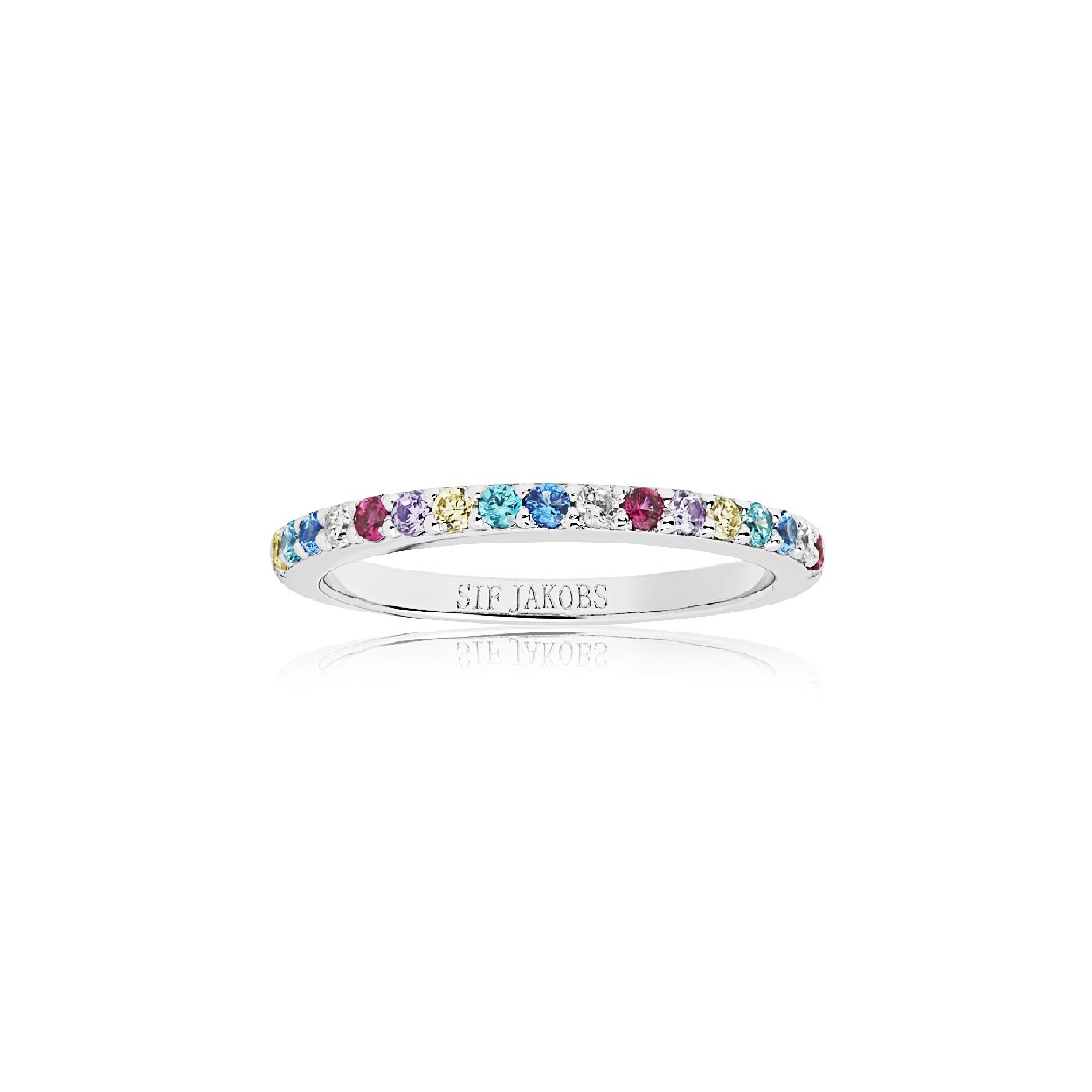Een ring van het merk Sif Jakobs. De kleur van het sieraad is zilver. Dit sieraad bevat de edelsteen: zirconia. De kleur van deze edelsteen is: multi.