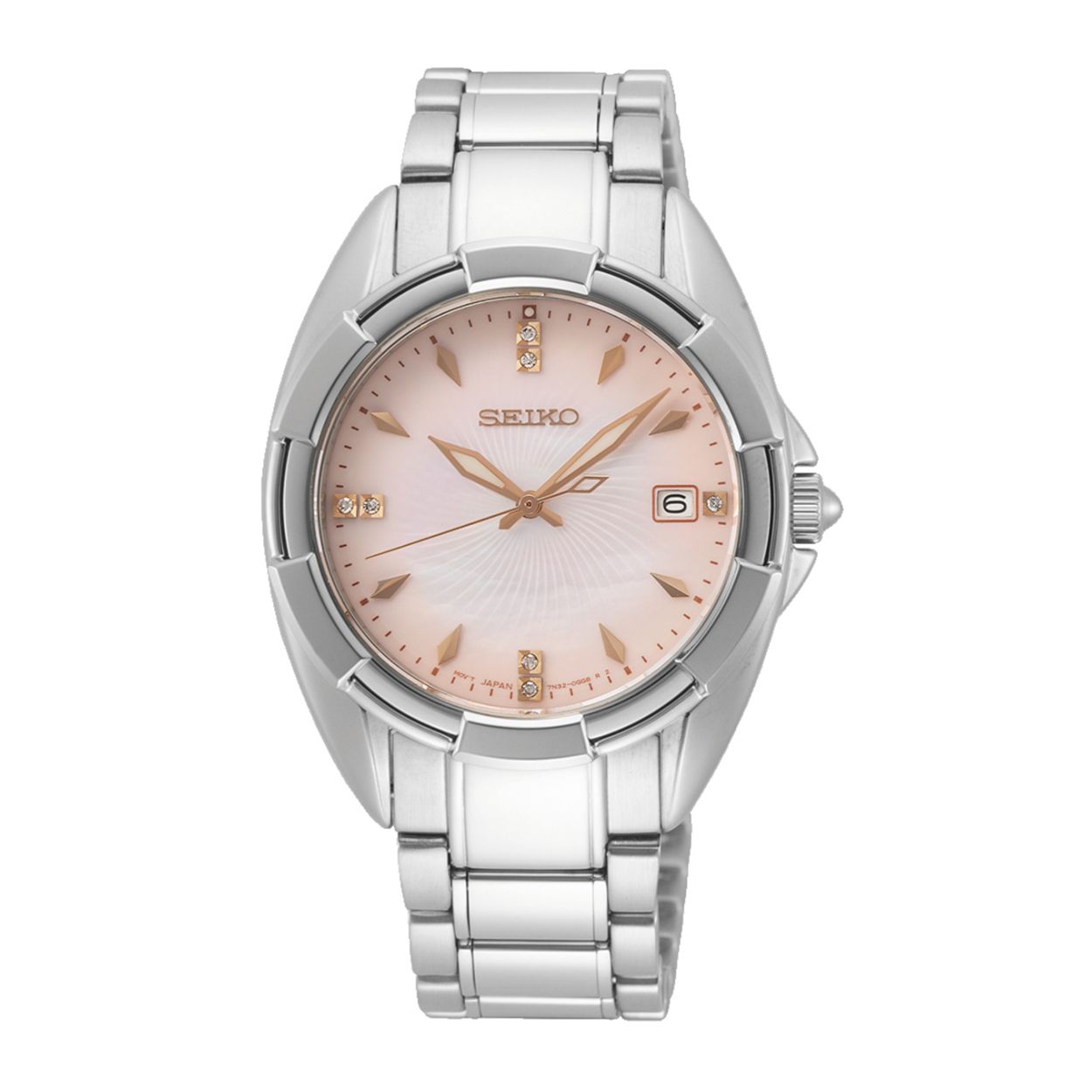 Dit dameshorloge is van het merk Seiko. Het is een analoog horloge gemaakt van staal. De diameter van de kast is 33.6 mm en de kast is  mm dik.
De verdere specificaties van het horloge zijn als volgt:
Glassoort: saffier glas
Bandbreedte: 
Kastmateriaal: staal
Waterdichtheid: 10 ATM
Techniek: quartz
