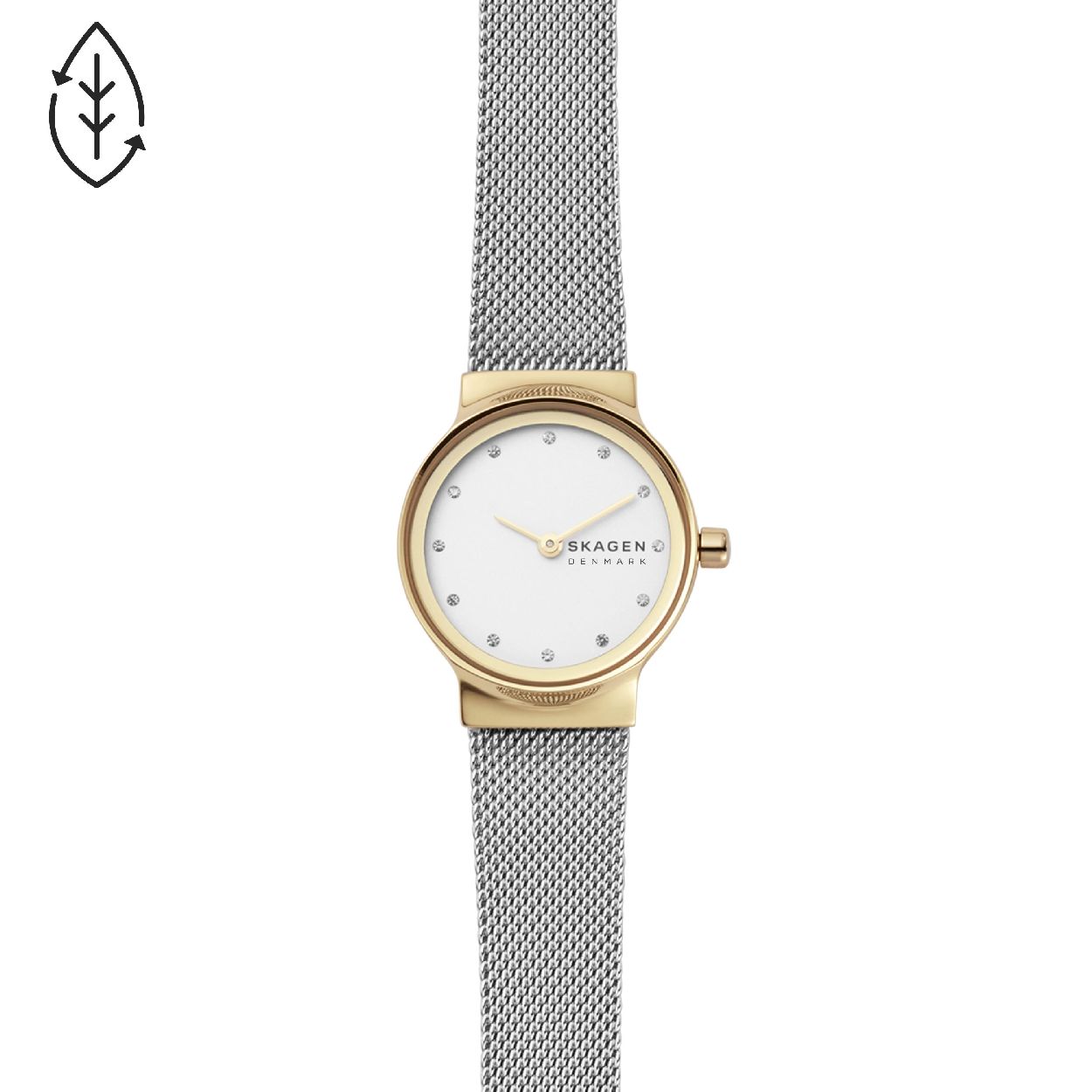 Dit dameshorloge is van het merk Skagen. Het is een  horloge met een band gemaakt van edelstaal . De diameter van de kast is 26 mm.
De verdere specificaties van het horloge zijn als volgt:
Bandbreedte (mm): 14
Kastmateriaal: edelstaal
Techniek: quartz