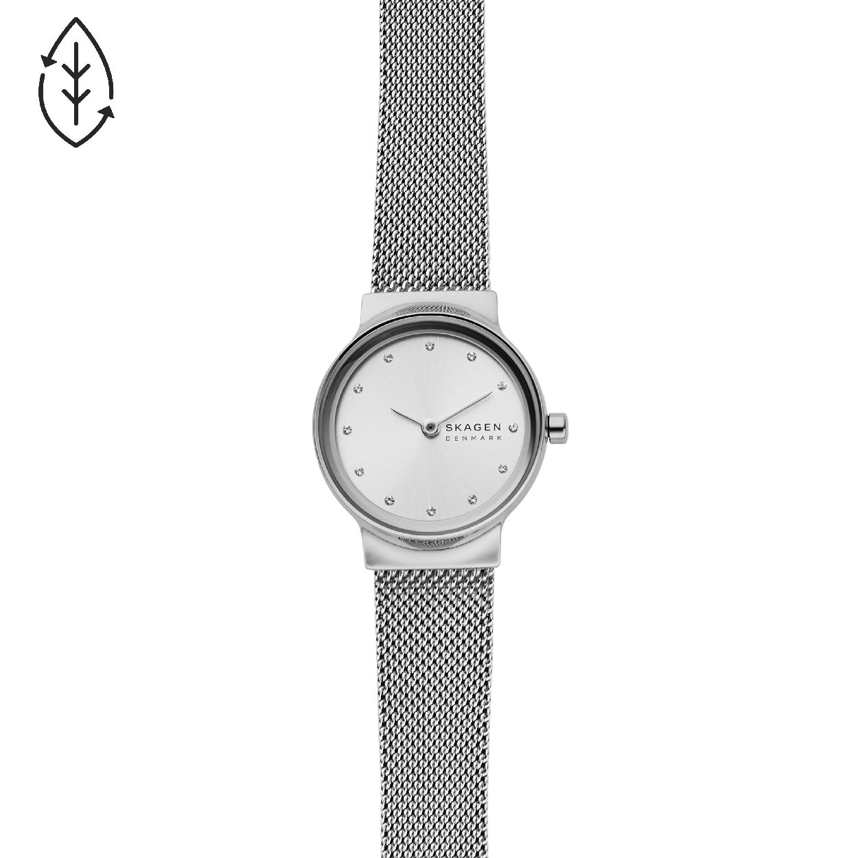 Dit dameshorloge is van het merk Skagen. Het is een  horloge met een band gemaakt van edelstaal . De diameter van de kast is 26 mm.
De verdere specificaties van het horloge zijn als volgt:
