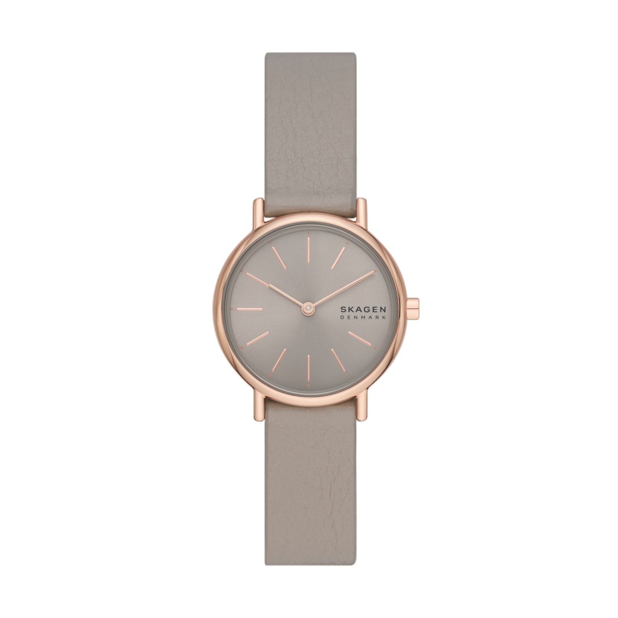 Deze Signatur Lille van 30�mm heeft een grijze sunray-wijzerplaat, roestvrijstalen kast, uurwerk met twee wijzers en een grijs LiteHide� leren bandje. Het horlogebandje is verwisselbaar.