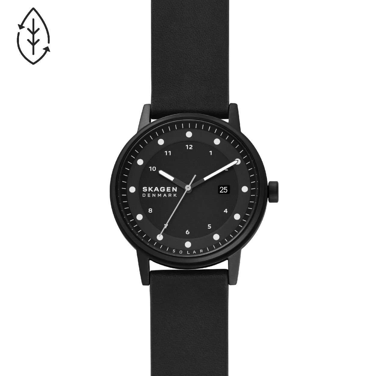 Dit herenhorloge is van het merk Skagen. Het is een  horloge met een band gemaakt van leer. De diameter van de kast is 40 mm.
De verdere specificaties van het horloge zijn als volgt:
Bandbreedte (mm): 20
Kastmateriaal: edelstaal
Techniek: solar