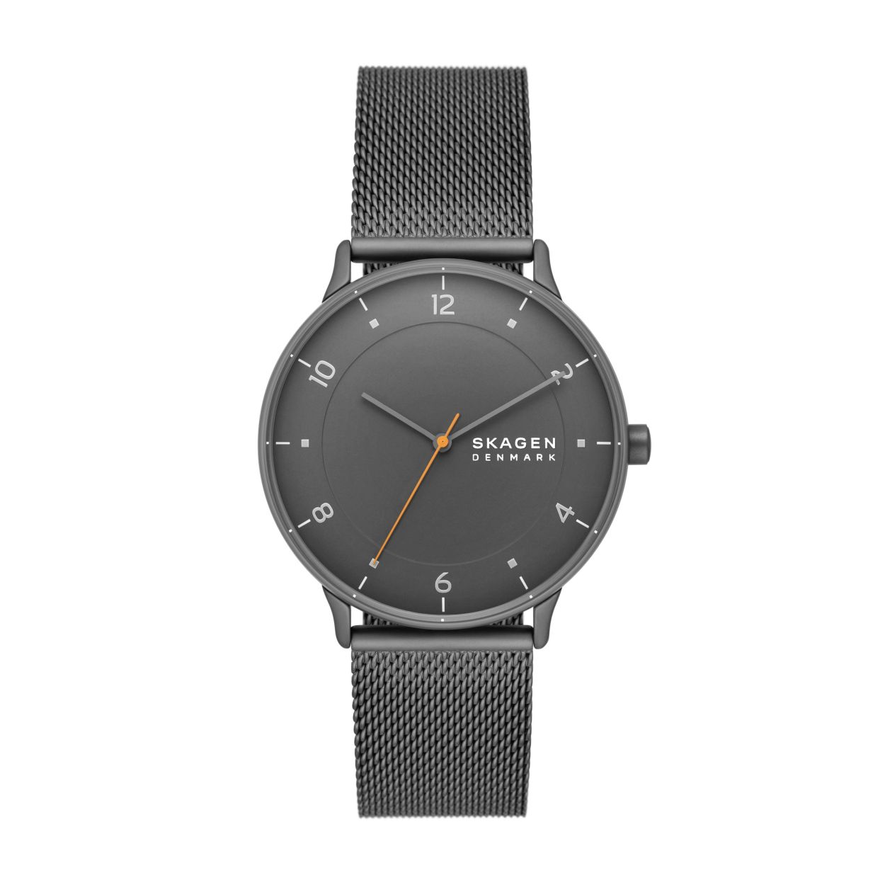 Deze Riis van 40�mm heeft een antracietgrijze wijzerplaat, uurwerk met drie wijzers en een antracietgrijs roestvrijstalen mesh bandje. Het horlogebandje is verwisselbaar.