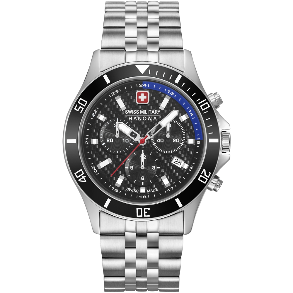 Dit is een horloge van het merk Swiss Military Hanowa gemaakt voor heren.
De specificaties zijn als volgt:
Kastmaat: 42 mm
Bandbreedte: 22
Waterdichtheid: 10 ATM / 100 Meter / 330 Feet
Dit horloge heeft de volgende functies/eigenschappen:
Chronograaf
Datumaanduiding
Timer