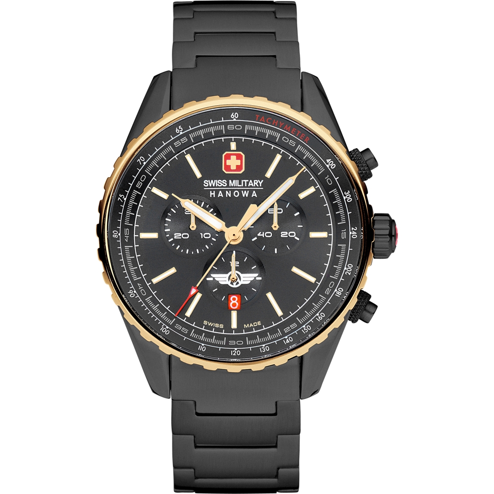 Dit is een horloge van het merk Swiss Military Hanowa gemaakt voor heren.
De specificaties zijn als volgt:
Kastmaat: 44
Waterdichtheid: 10 ATM / 100 Meter / 330 Feet
Dit horloge heeft de volgende functies/eigenschappen:
Chronograaf