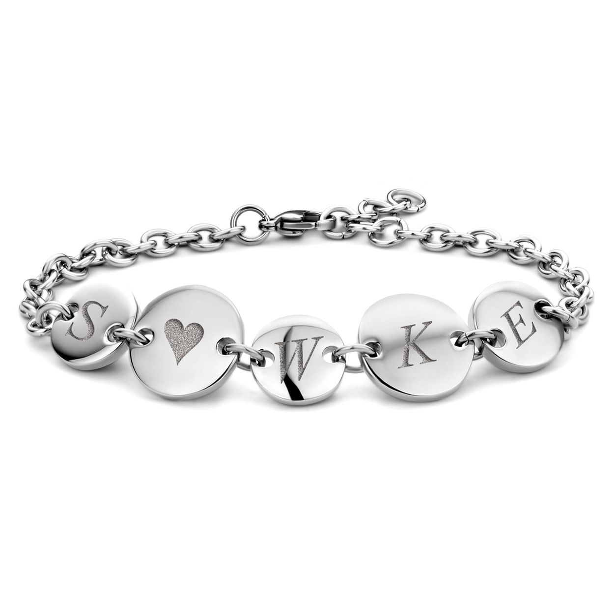 Names4ever Stalen armband met rondjes en initialen