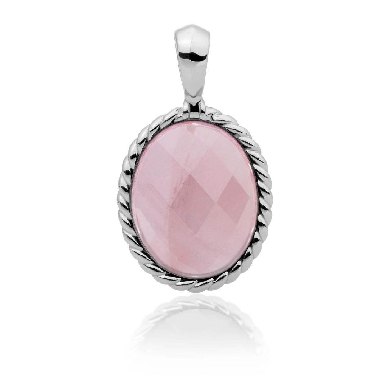 Hanger - Zilver - Rose Quartz Twist