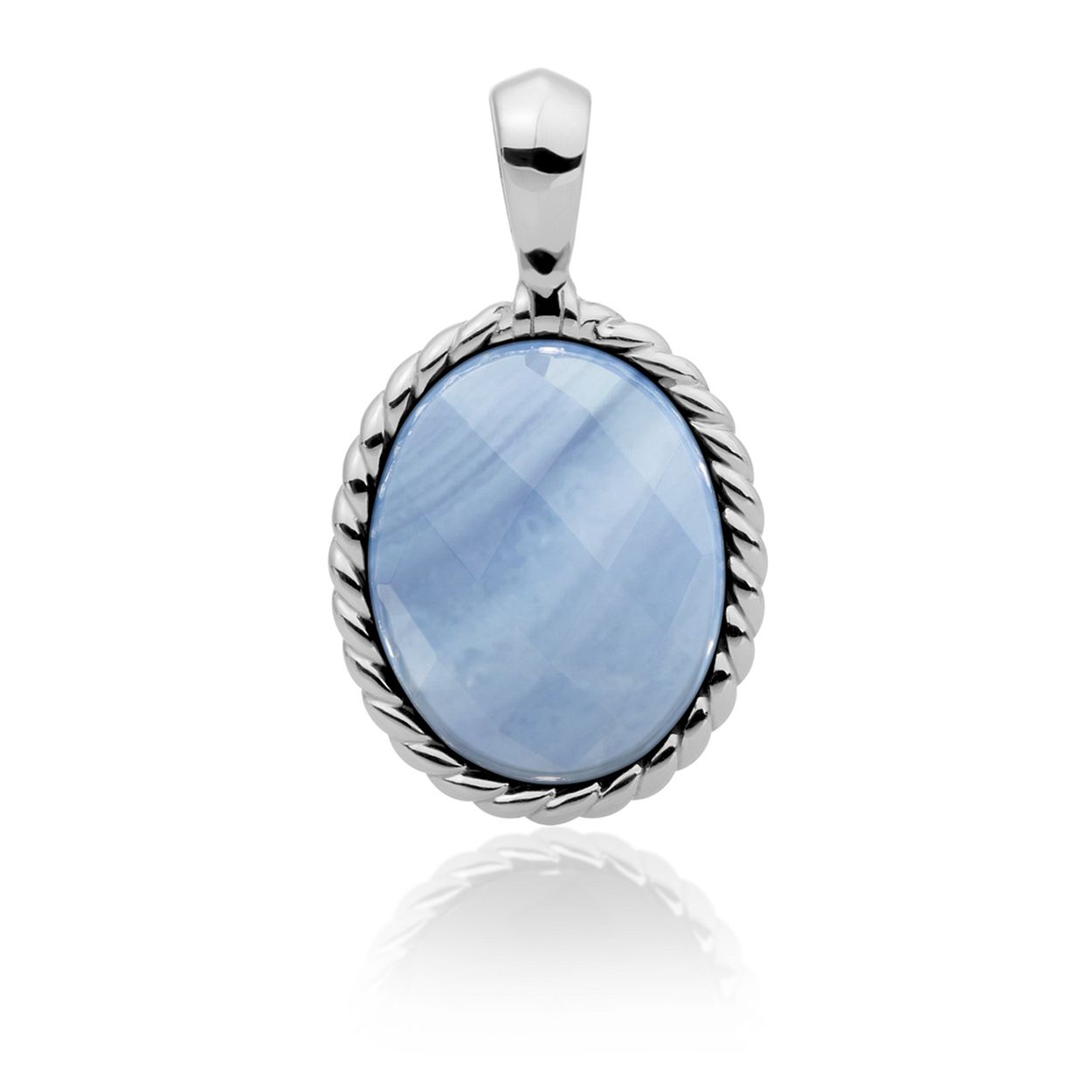 Sparkling jewels zilveren hanger blauw agaat