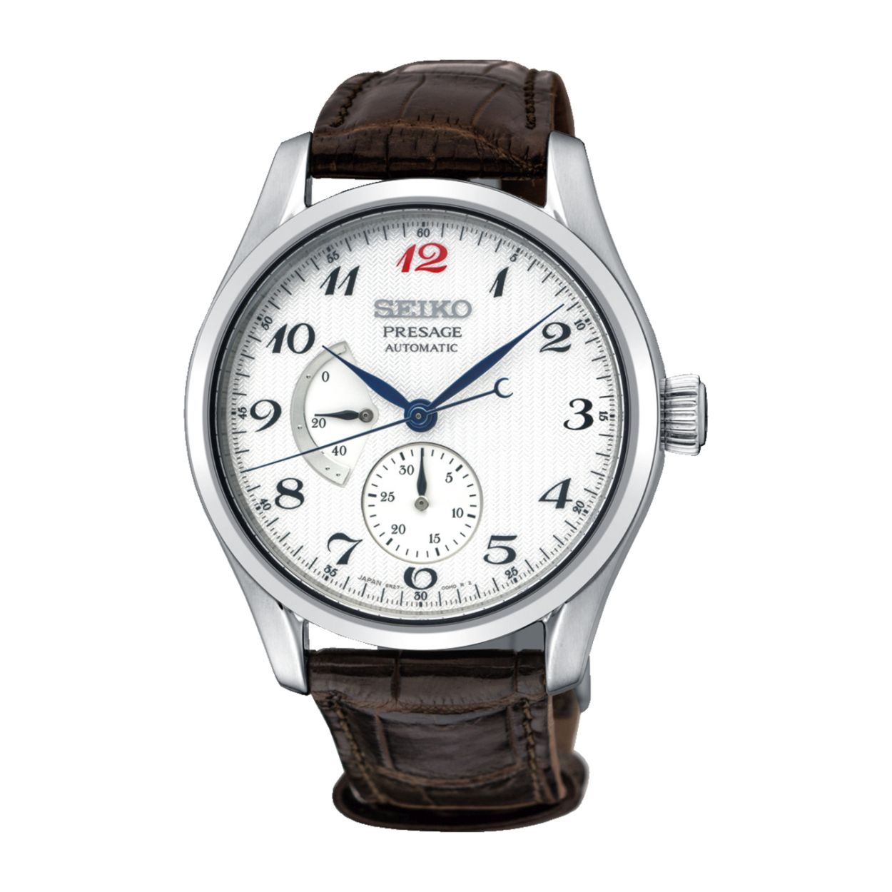 Dit herenhorloge is van het merk Seiko. Het is een analoog horloge gemaakt van leer. De diameter van de kast is 40.5 mm en de kast is 13.1 mm dik.
De verdere specificaties van het horloge zijn als volgt:
Glassoort: saffier glas
Bandbreedte: 20
Kastmateriaal: staal
Waterdichtheid: 10 ATM
Techniek: automaat