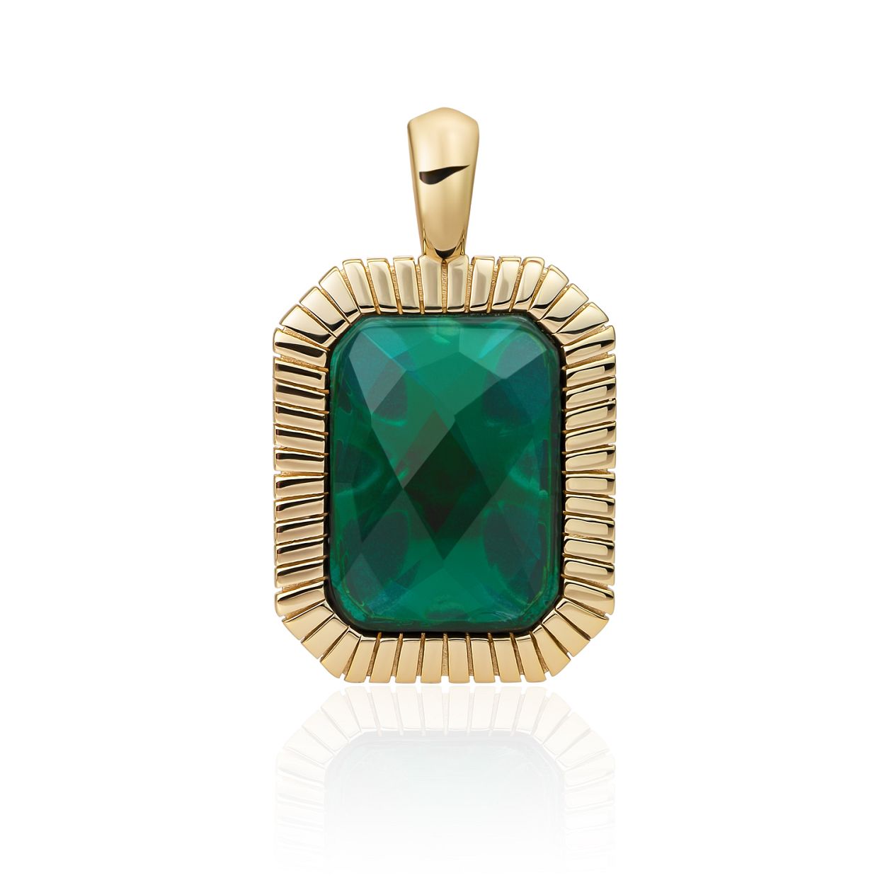 Kettinghanger - Goud - Petrol Green Quartz Baguette