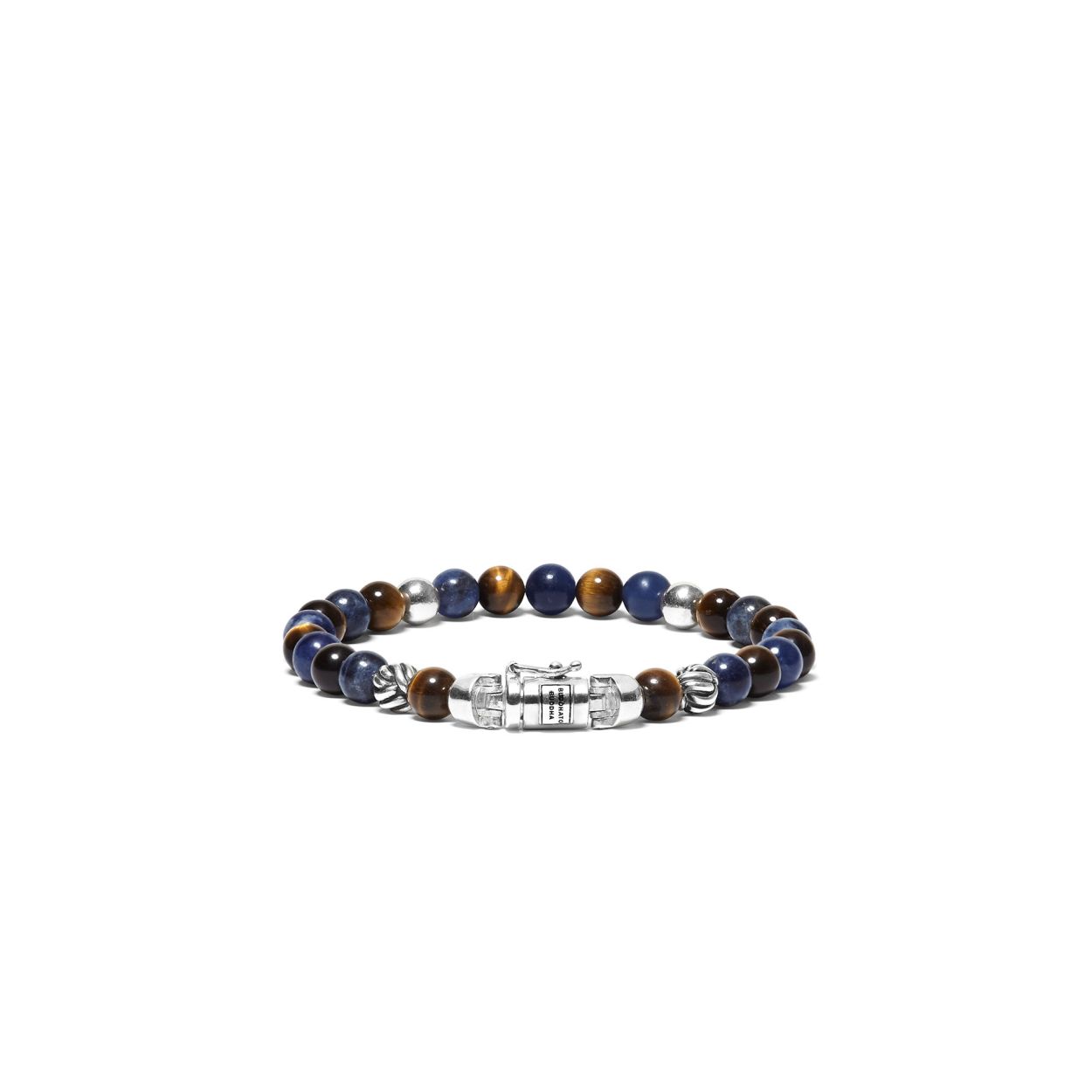 De  Spirit Bead Mini Mix Sodaliet Tigereye armband is gebaseerd op bidkralen en is vertaald naar een Buddha to Buddha ontwerp met zijn iconische sterling zilveren slot. We omarmen de edelsteenkralen vanwege hun schoonheid en spirituele betekenis.  De armband is handgemaakt en tijdloos zoals al onze sieraden en kan gemakkelijk worden gecombineerd met leren of zilveren stukken.