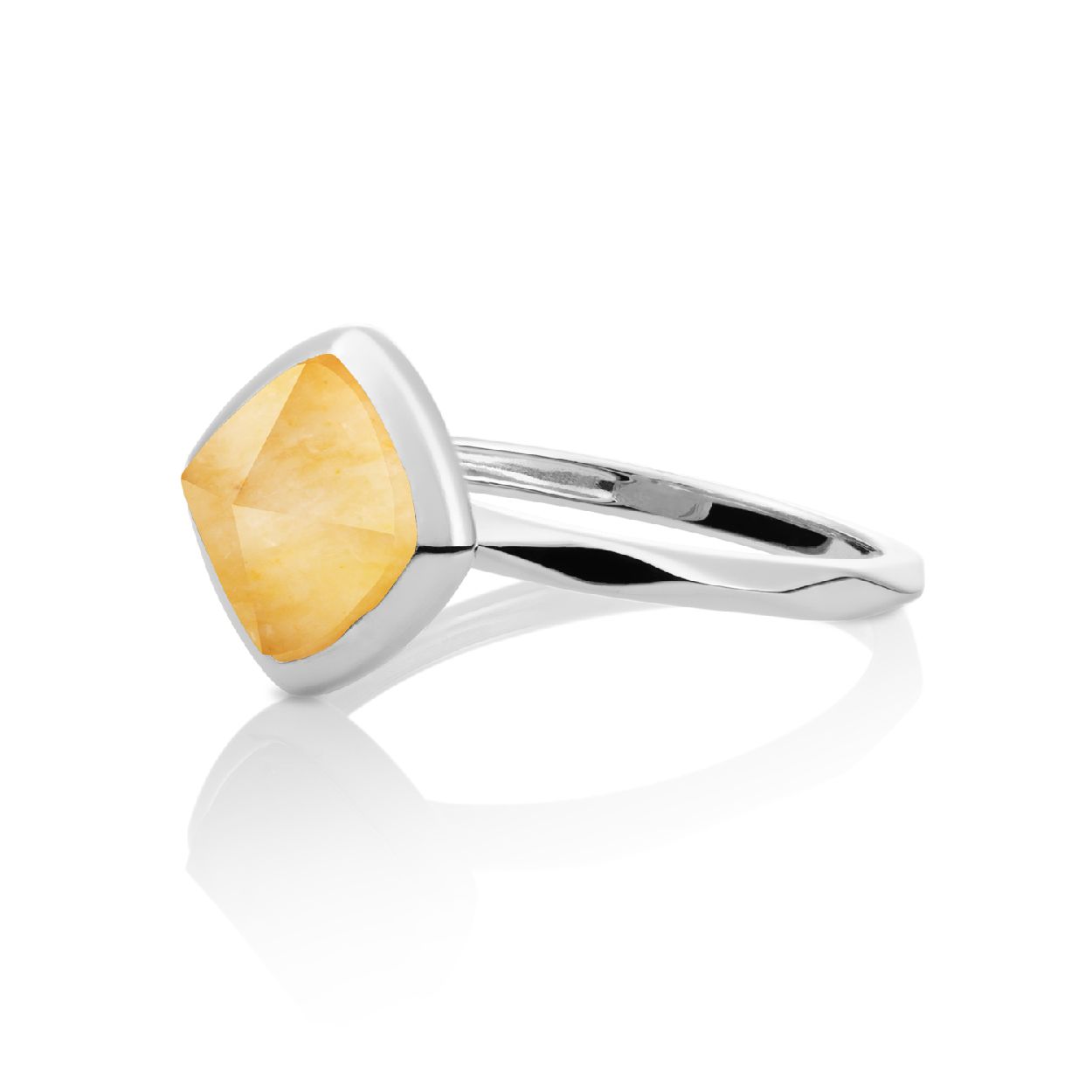 Ring - Zilver - Geel Jade - 58