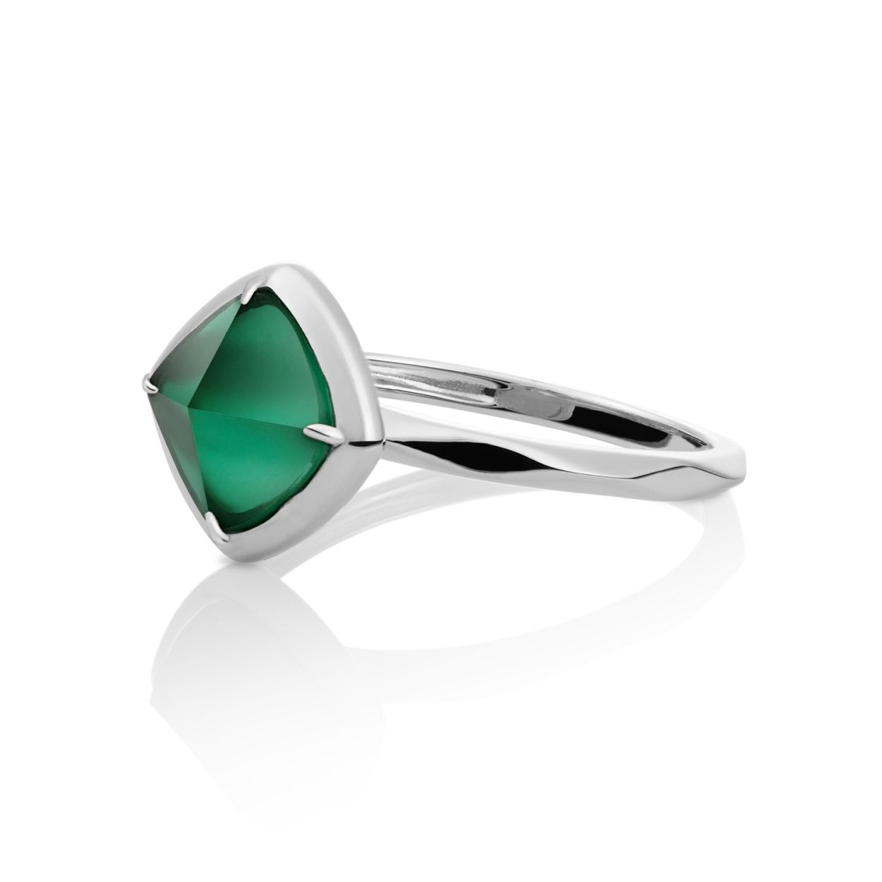 Ring - Zilver - Petrol Green Quartz Edge - 54