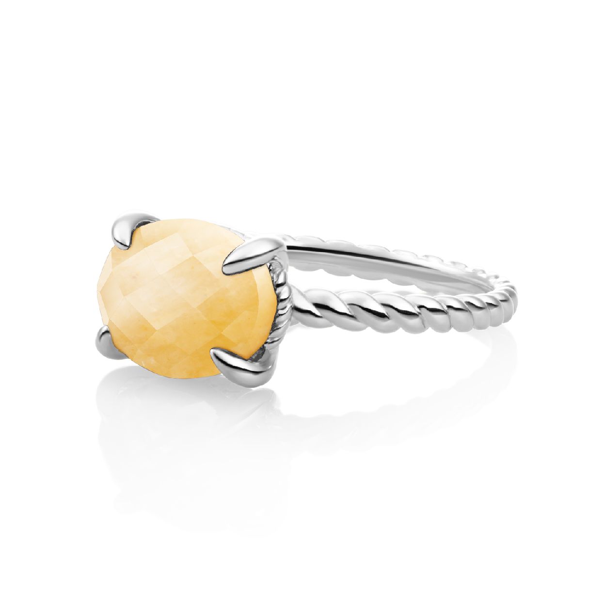 Ring - Zilver - Geel Jade Twist - 60