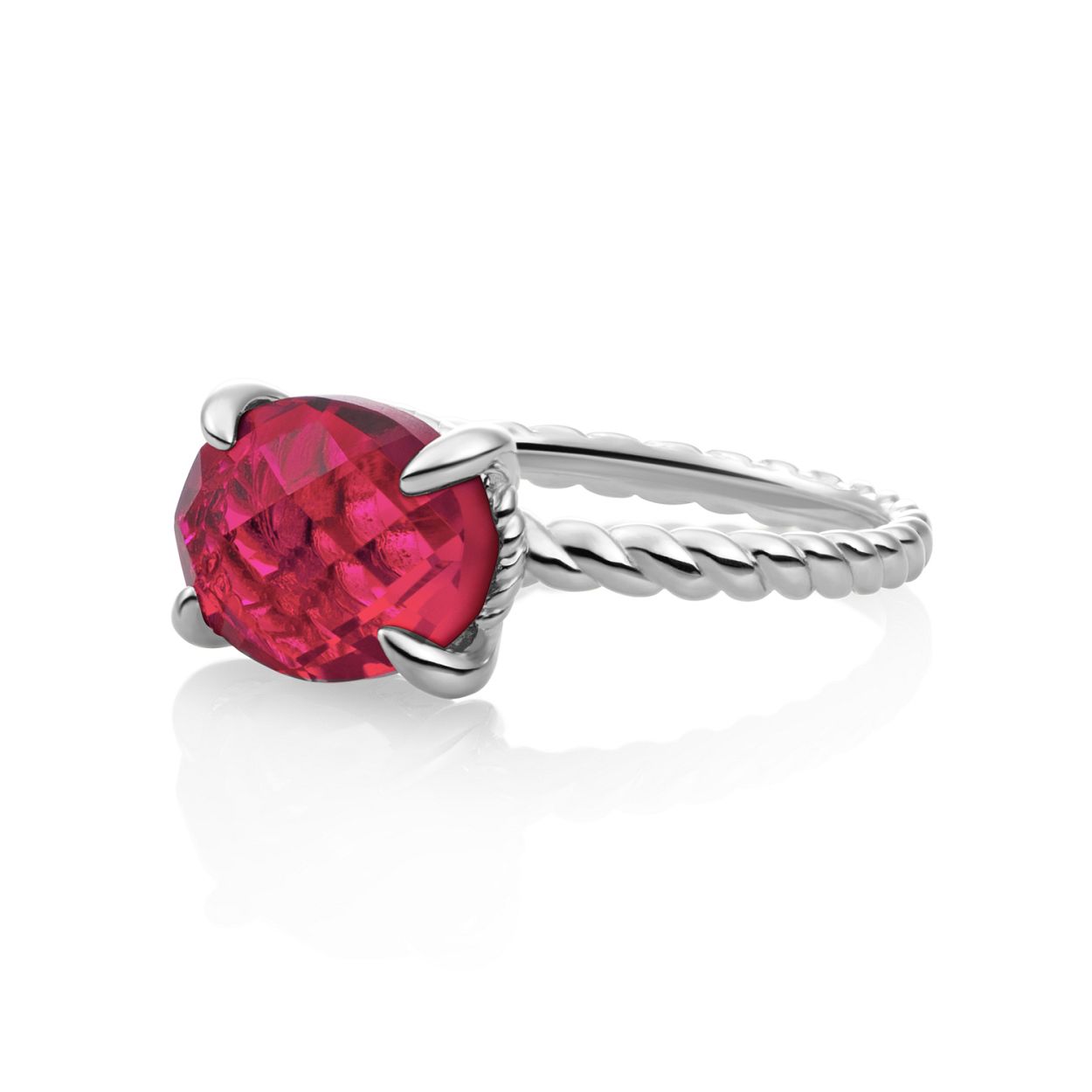 Ring - Zilver - Fuchsia Quartz Twist - 56