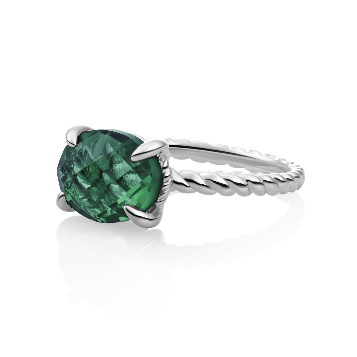 Ring - Zilver - Petrol Green Quartz Twist - 52