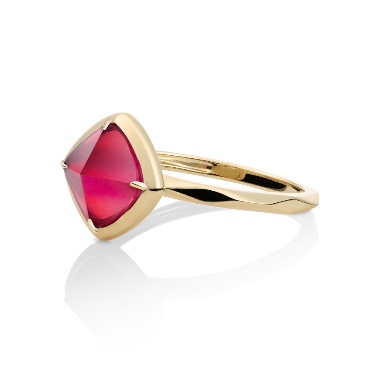 Ring - 9k Goud - Fuchsia Quartz Edge - 54