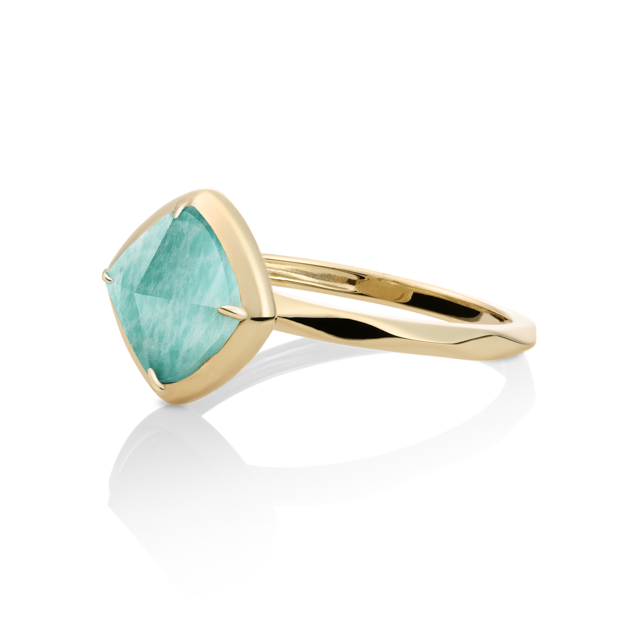 Ring | 9k Goud - Rich Green Amazonite Edge - 56