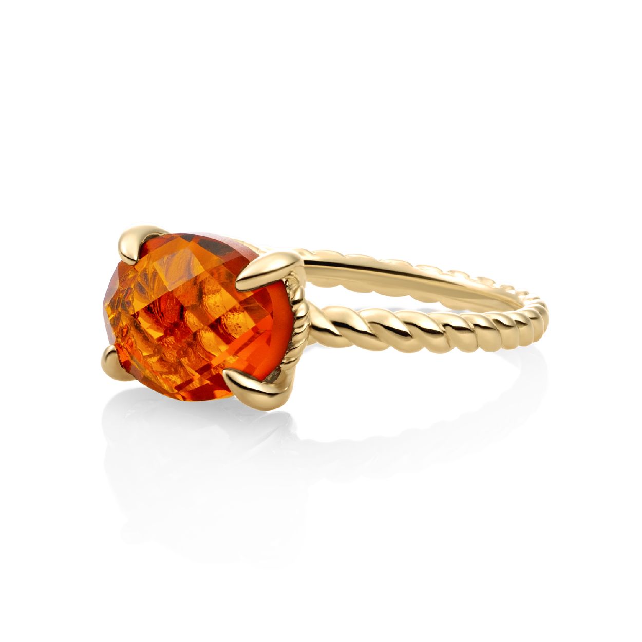 Ring - 9k Goud - Citrien Quartz Twist - 54