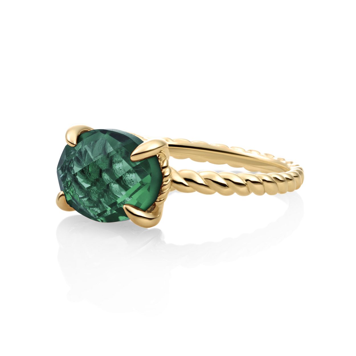 Ring - 9k Goud - Petrol Green Quartz Twist - 52