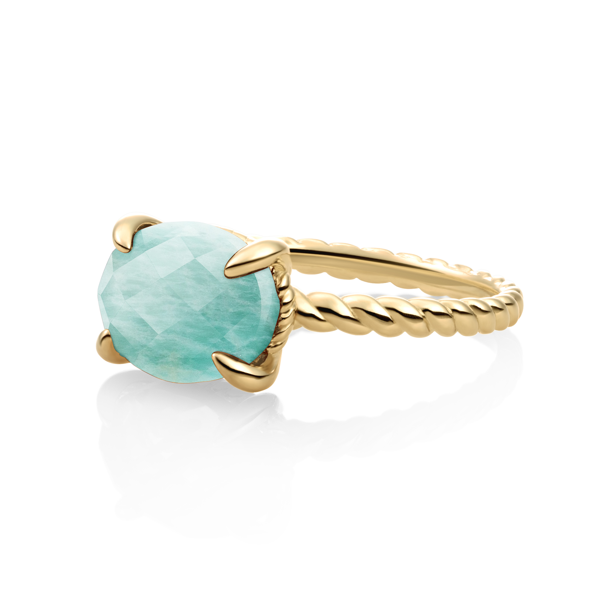 Ring | 9k Goud - Rich Green Amazonite Twist - 54