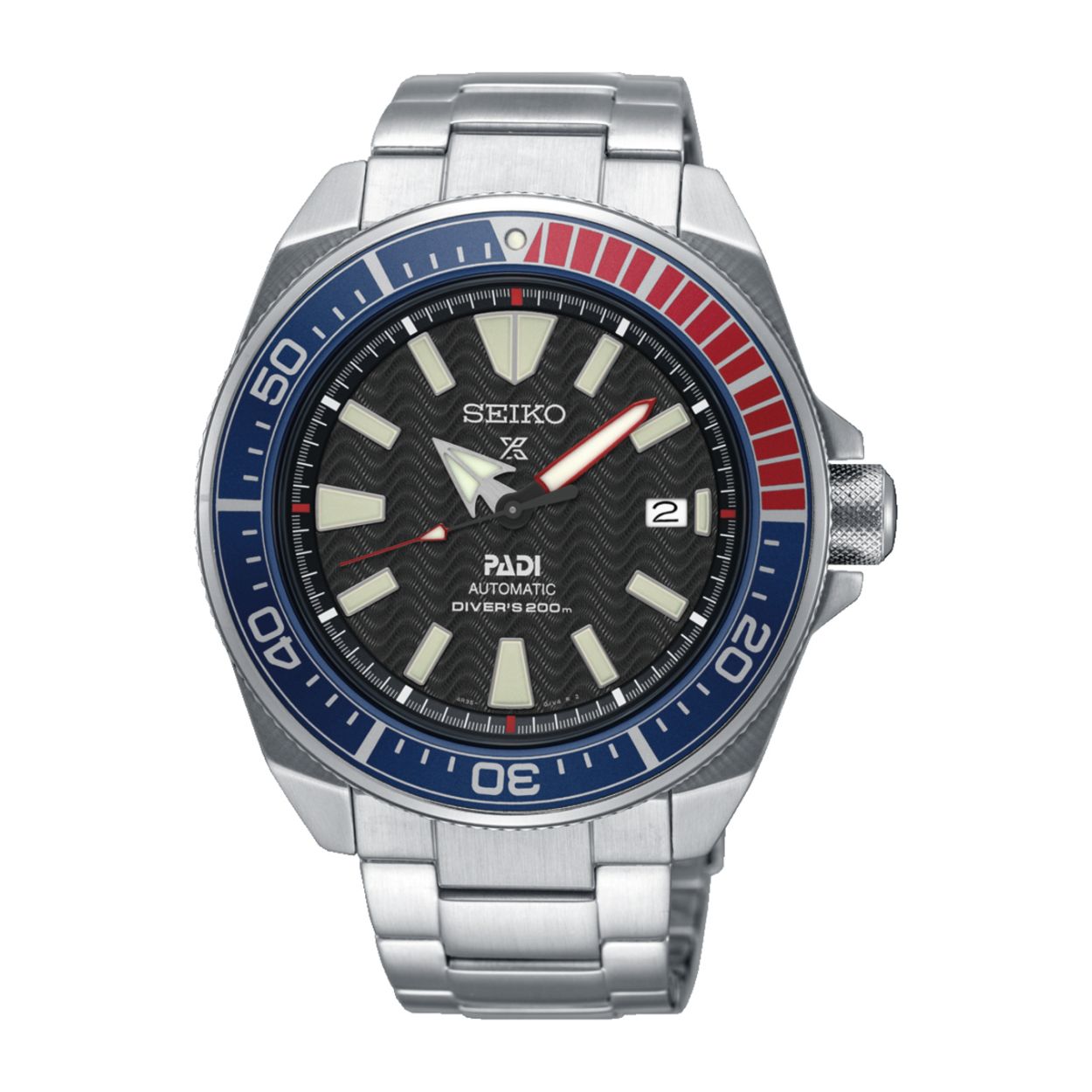 Dit herenhorloge is van het merk Seiko. Het is een analoog horloge gemaakt van staal. De diameter van de kast is 43.8 mm en de kast is 12.8 mm dik.
De verdere specificaties van het horloge zijn als volgt:
Glassoort: hardlex mineraal glas
Bandbreedte: 20
Kastmateriaal: staal
Waterdichtheid: 20 ATM
Techniek: automaat