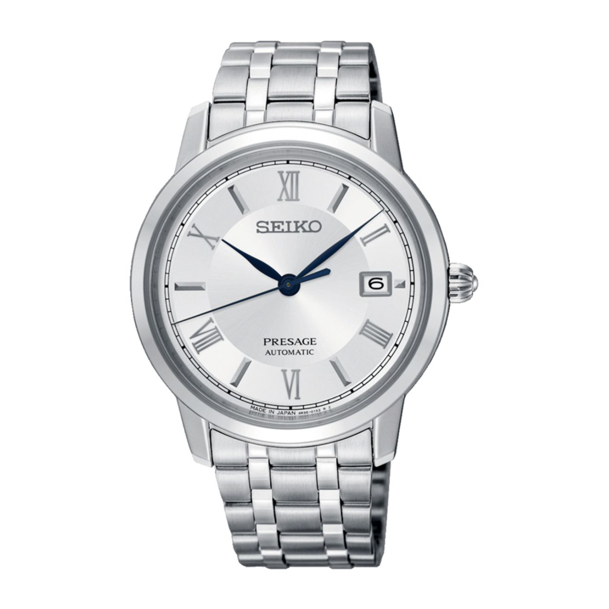 LET OP: DIT ARTIKEL HEEFT EEN PAAR KLEINE KRASJES OP DE BAND, DAAROM 20% KORTING

Dit herenhorloge is van het merk Seiko. Het is een analoog horloge gemaakt van staal. De diameter van de kast is 39.2 mm en de kast is 11.3 mm dik.
De verdere specificaties van het horloge zijn als volgt:
Glassoort: saffier glas
Bandbreedte: 20
Kastmateriaal: staal
Waterdichtheid: 10 ATM
Techniek: automaat